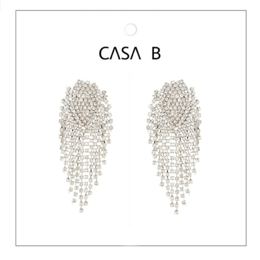 5⭐️CASA B | Marquise Crystal Duster Rhinestone Evening  Statement Earrings